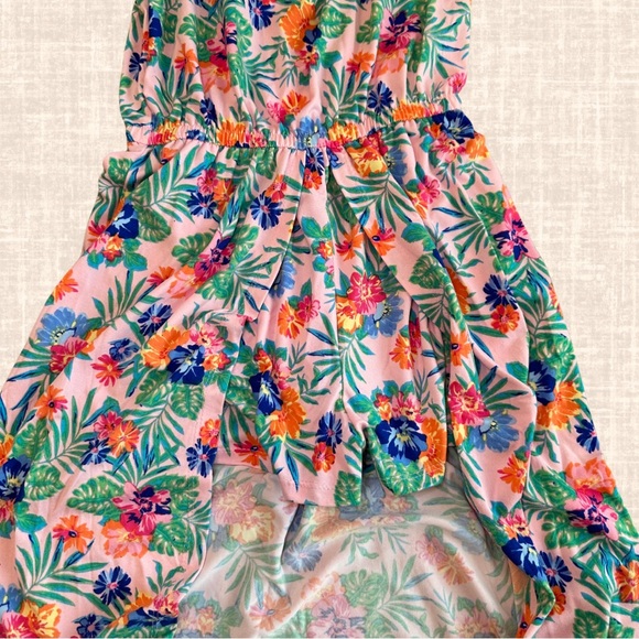 Love at First Sight Girls Pink Floral Shorts Romper Maxi Dress / Size 10/12 - Picture 3 of 13